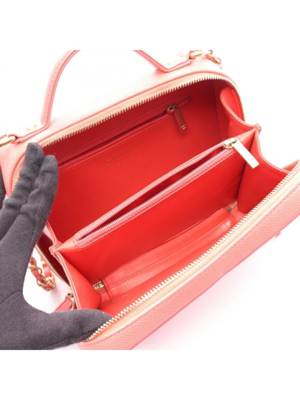 Chanel Shoulder Bag CC Figuri Vanity 2-Way Salmon Pink Caviar Leather CC - Picture 3 of 12